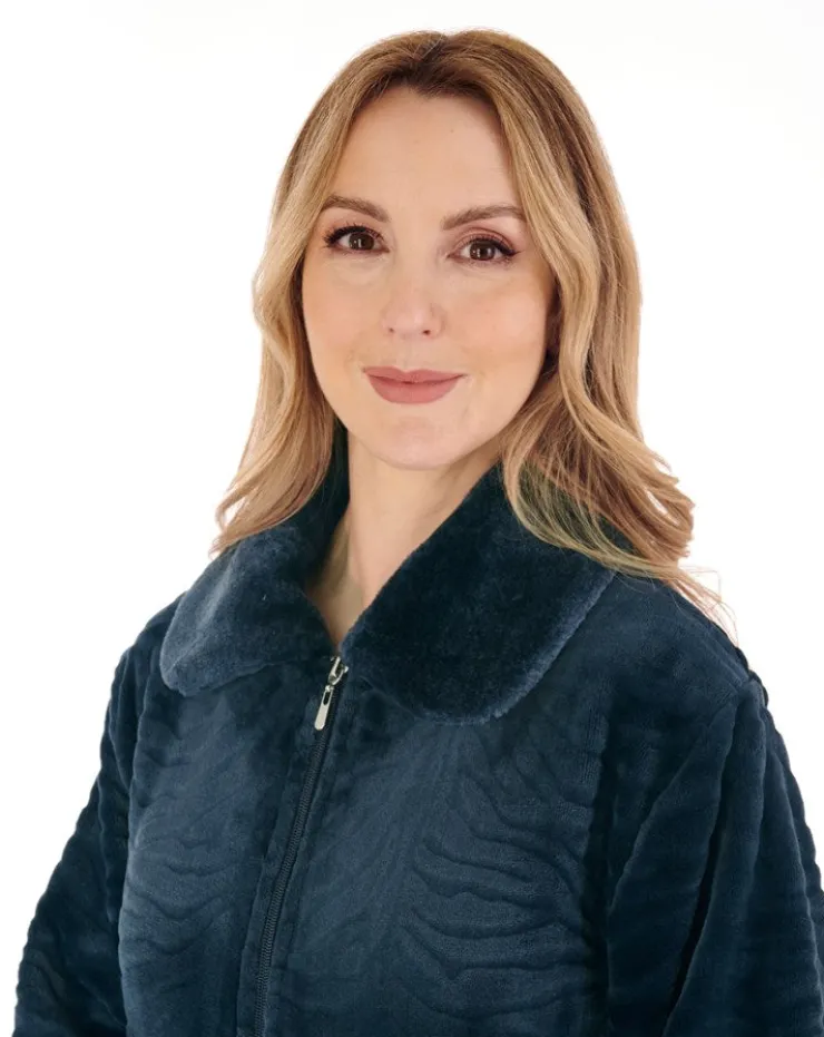 Zebra Inspired Print Faux Fur 50" Zip Housecoat HC88337