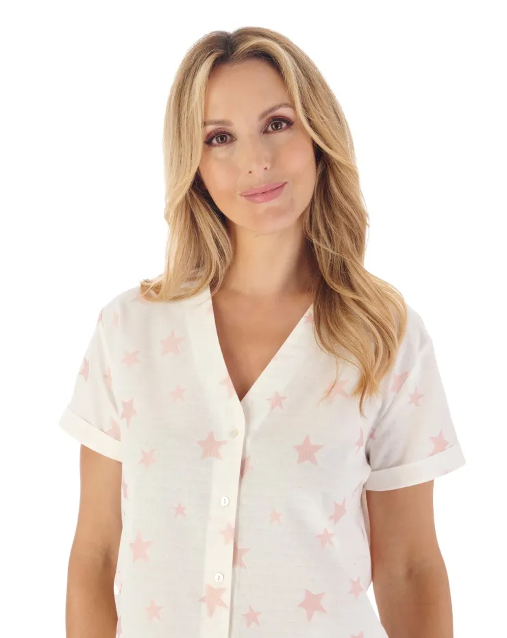 Star Print Jacquard Woven Dobby Dot Pyjama Short Set PJ03247