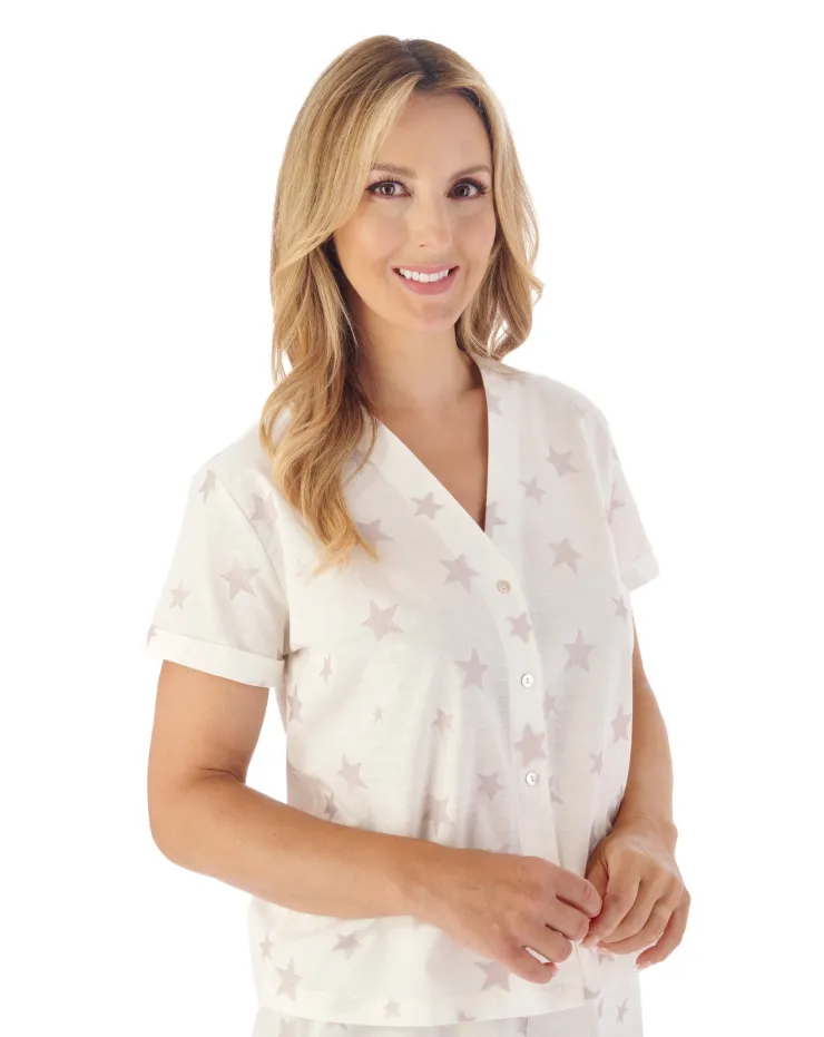 Star Print Jacquard Woven Dobby Dot Pyjama Short Set PJ03247