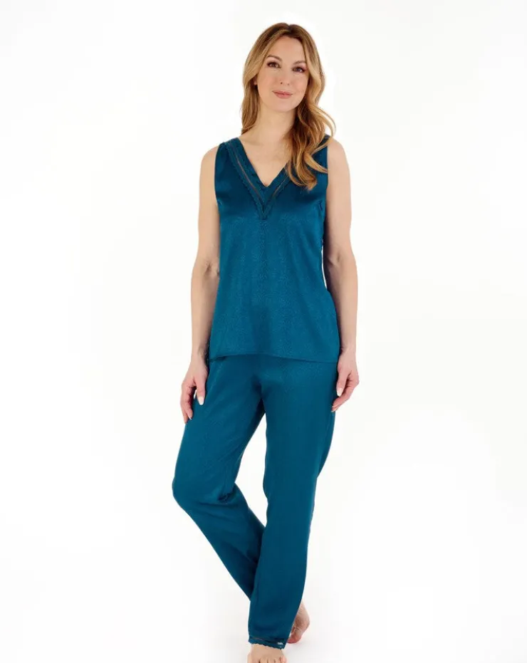 Animal Jacquard Satin V Neck Cami & Trouser Set GL88722