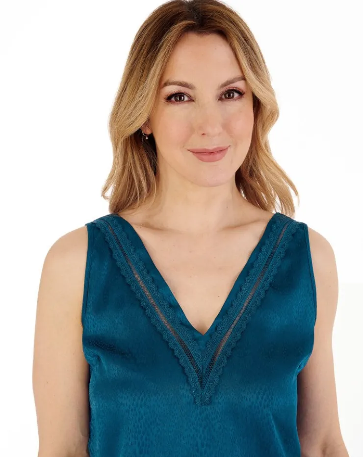 Animal Jacquard Satin V Neck Cami & Trouser Set GL88722