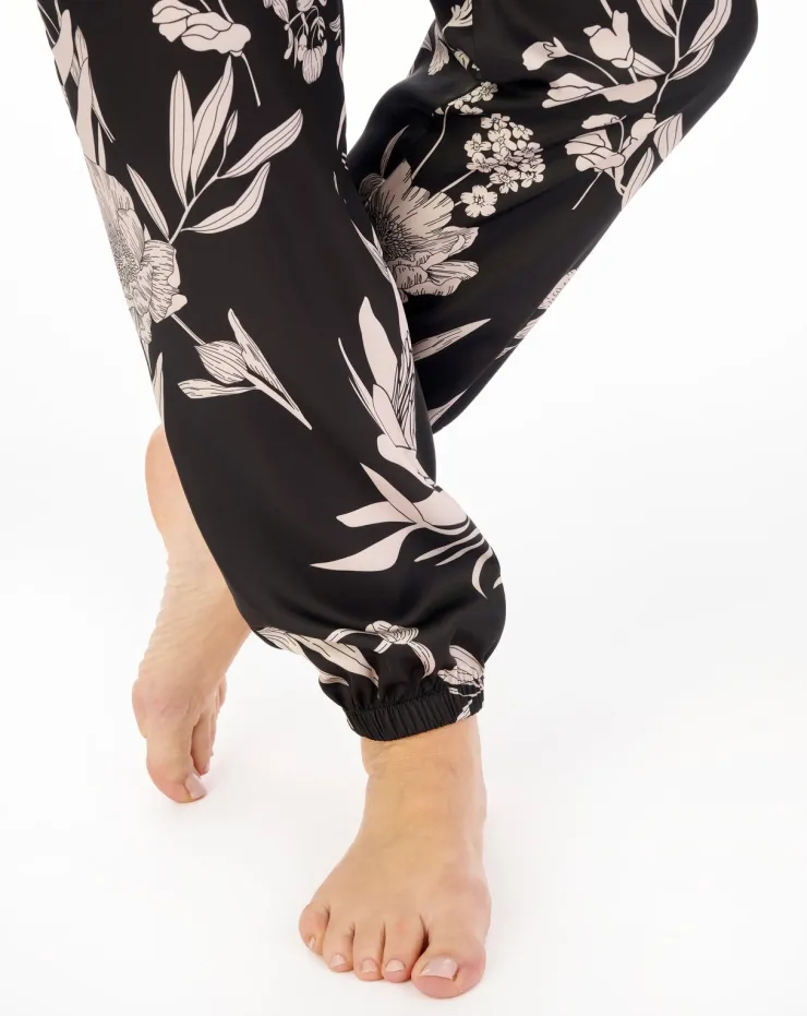 Satin Floral Print Round Neck Pyjama Set GL04710