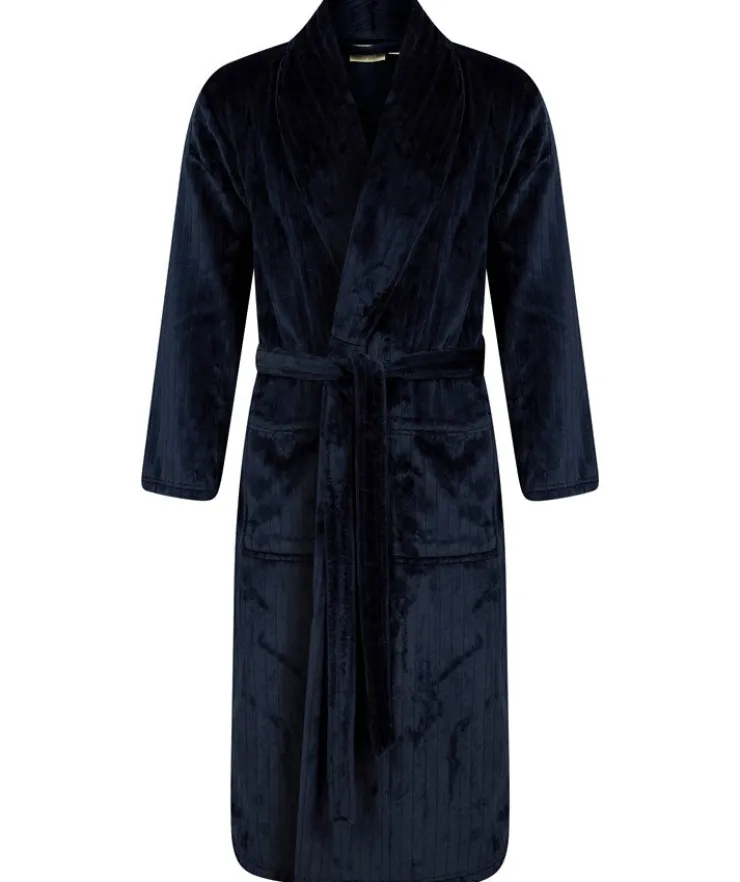 Solid Colour Stripe 49" Flannel Fleece Robe WR88851