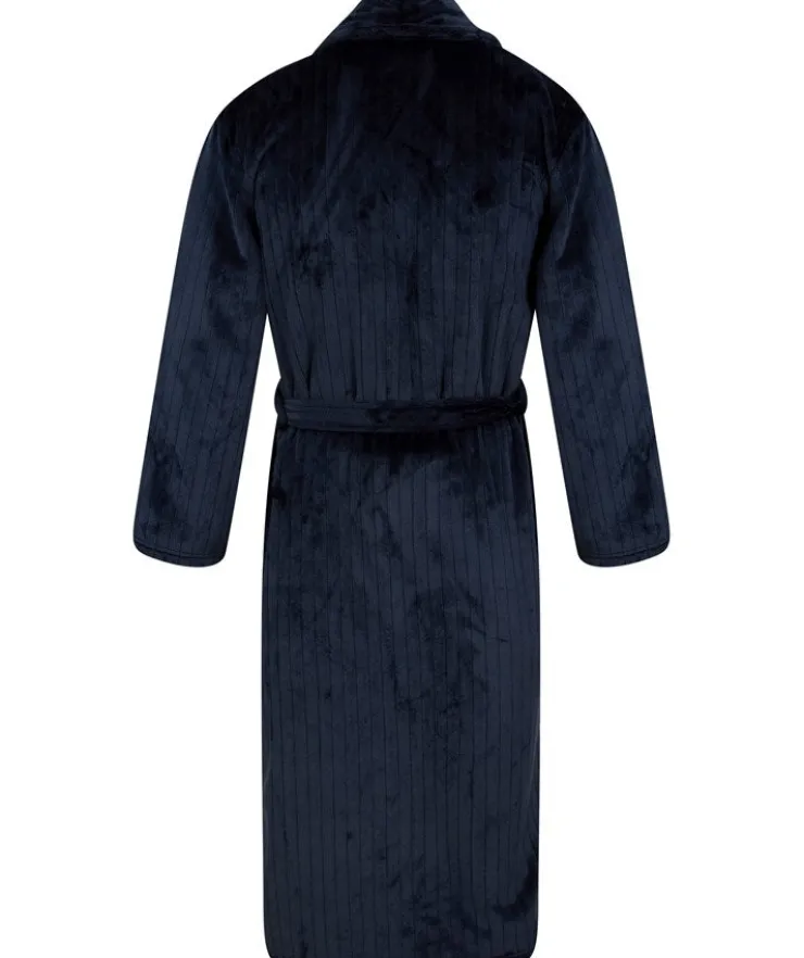 Solid Colour Stripe 49" Flannel Fleece Robe WR88851