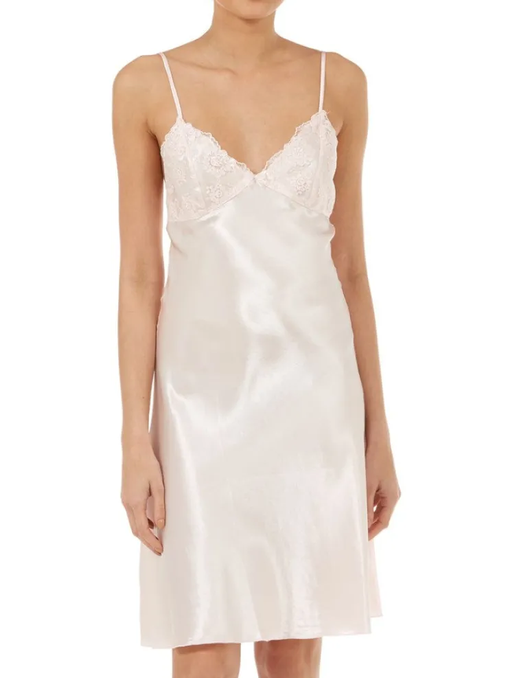 Satin 34" Chemise & Wrap Set With Deep Lace GL6745