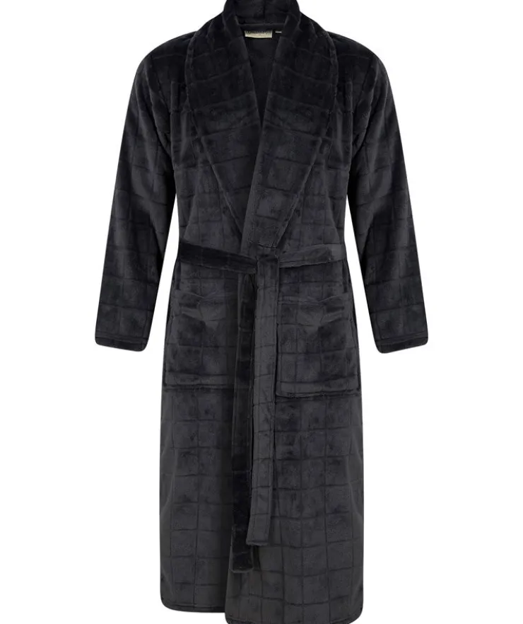 Solid Colour Check 49" Flannel Fleece Robe WR88835