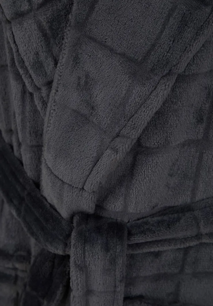 Solid Colour Check 49" Flannel Fleece Robe WR88835