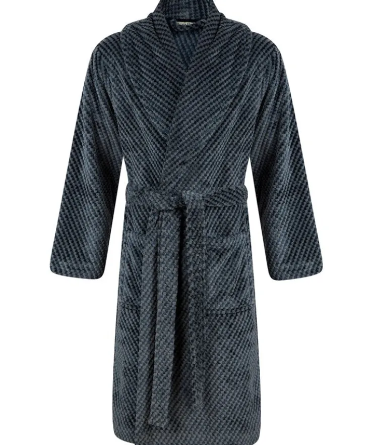 Jacquard Check Flannel Fleece 49" Shawl Collar Wrap WR4835