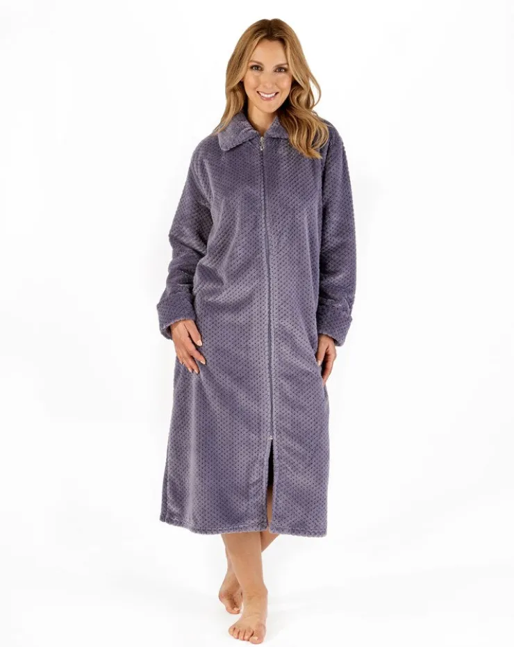 Luxury Waffle Fleece 46" Zip Through Housecoat HC4326