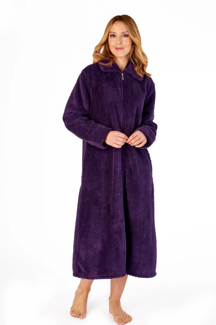 Luxury Waffle Fleece 46" Zip Through Housecoat HC4326