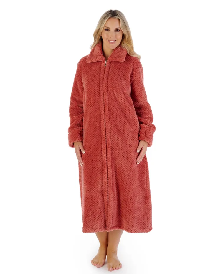 Luxury Waffle Fleece 46" Zip Through Housecoat HC4326