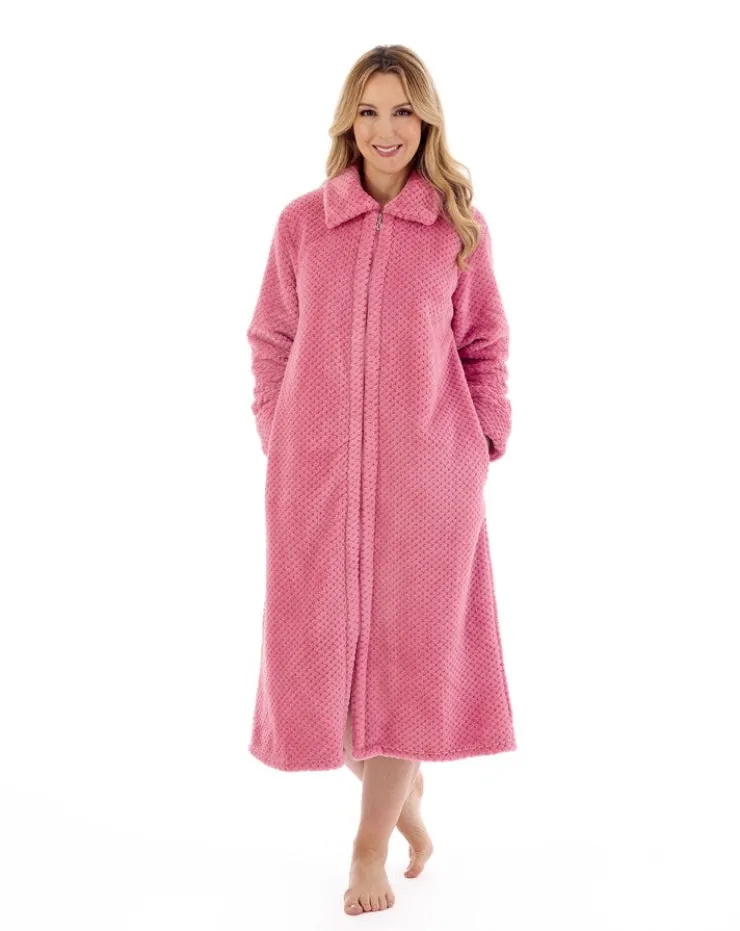 Luxury Waffle Fleece 46" Zip Through Housecoat HC4326