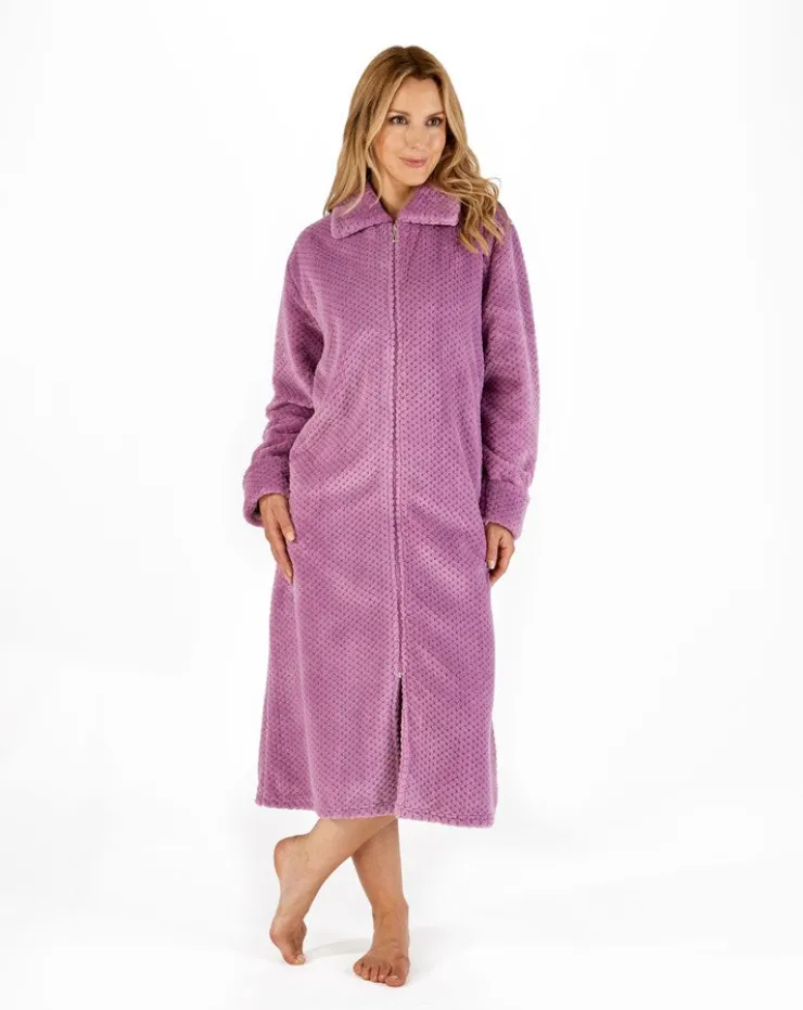 Luxury Waffle Fleece 46" Zip Through Housecoat HC4326
