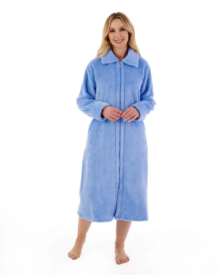 Luxury Waffle Fleece 46" Zip Through Housecoat HC4326