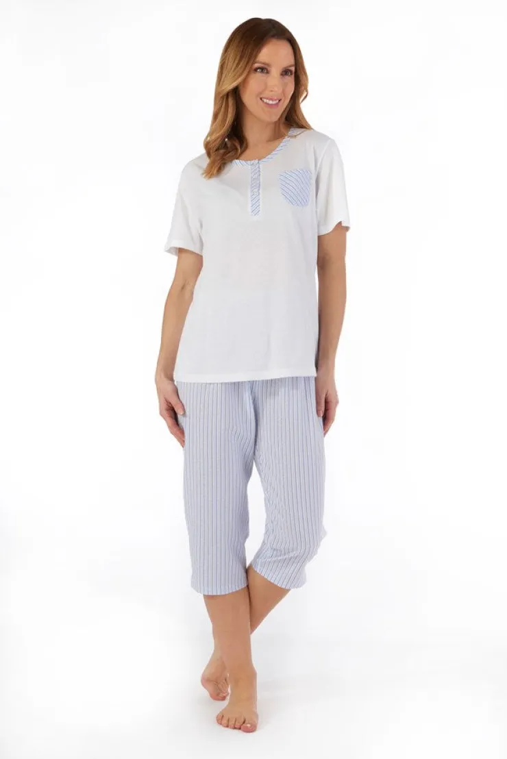 Pinstripe Seersucker Cropped Pyjama PJ55223