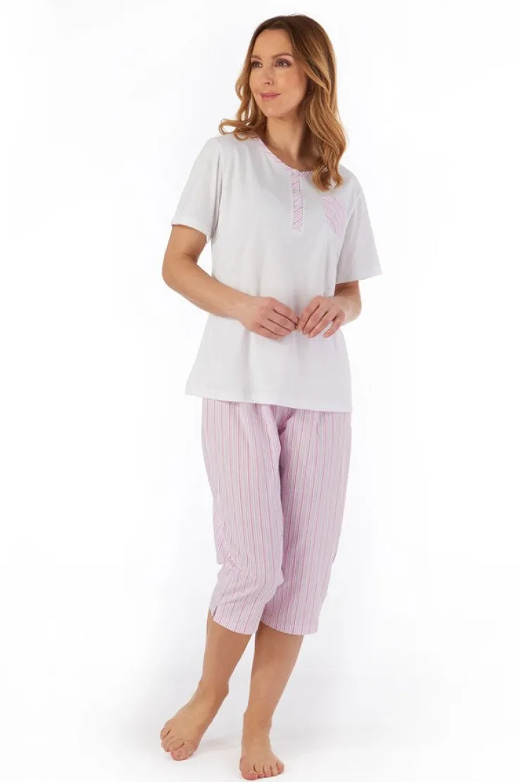 Pinstripe Seersucker Cropped Pyjama PJ55223