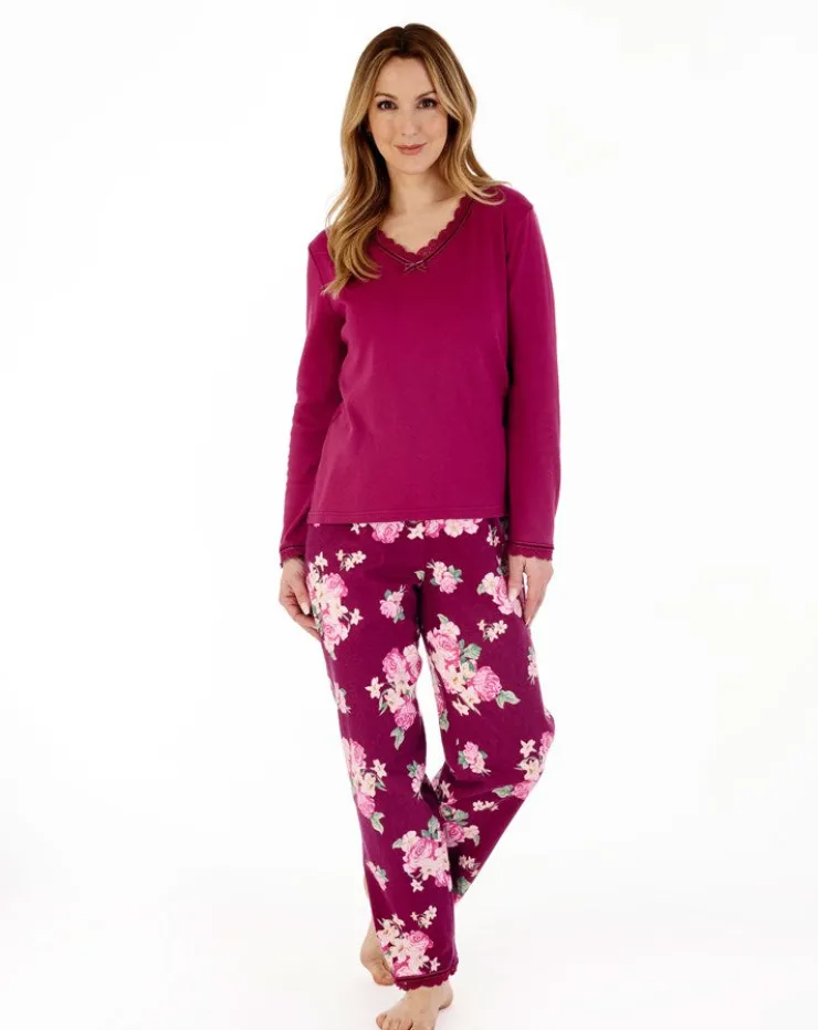 Bold Floral Flannel & Interlock Woven Pyjama PJ88207