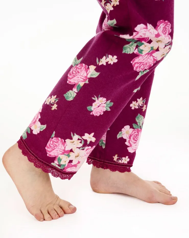 Bold Floral Flannel & Interlock Woven Pyjama PJ88207