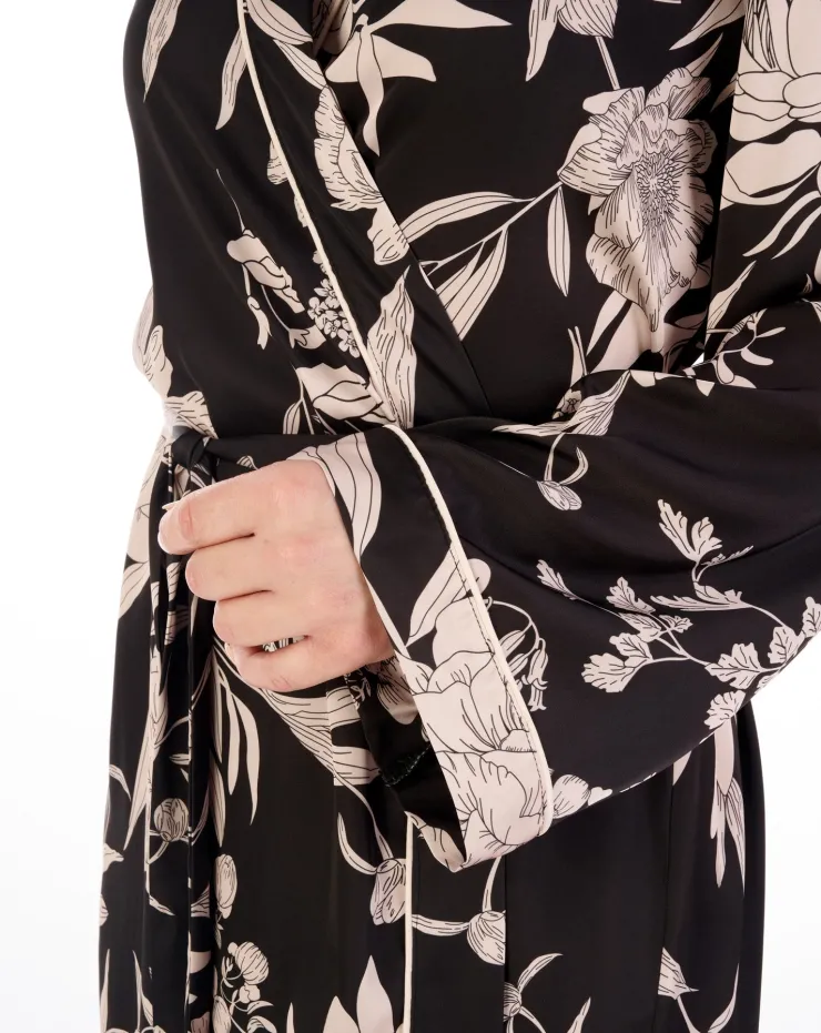 Satin Floral Print 46" Kimono Wrap GL04709