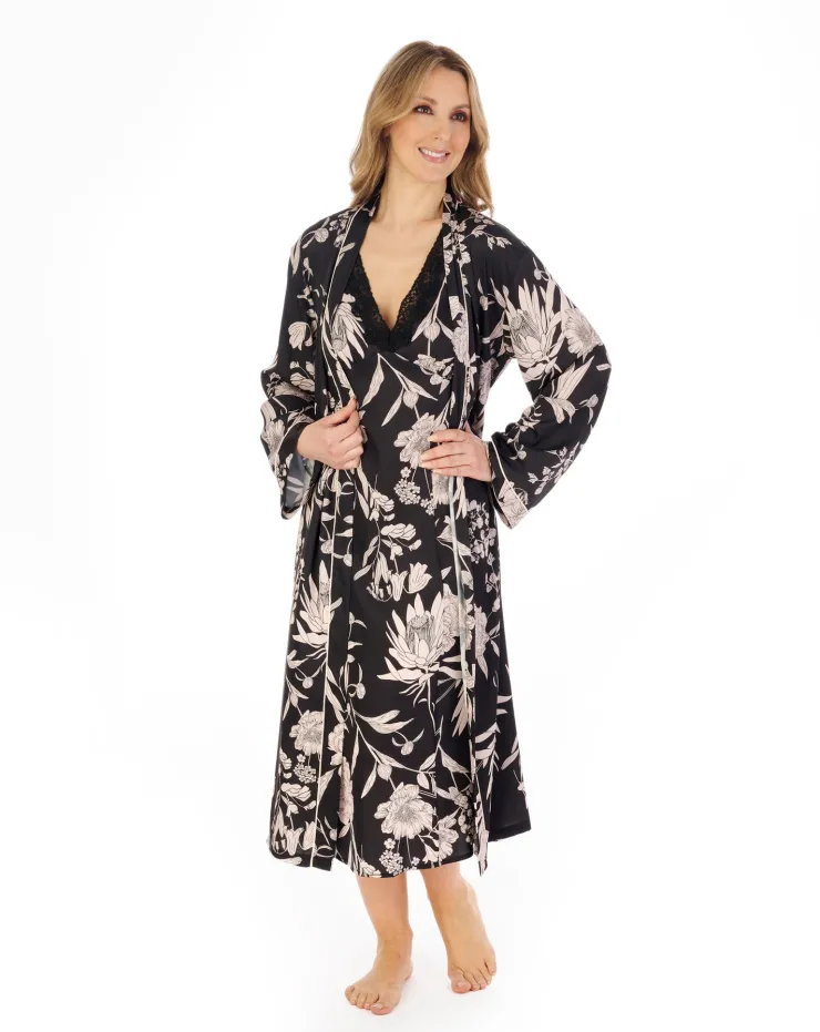 Satin Floral Print 46" Kimono Wrap GL04709