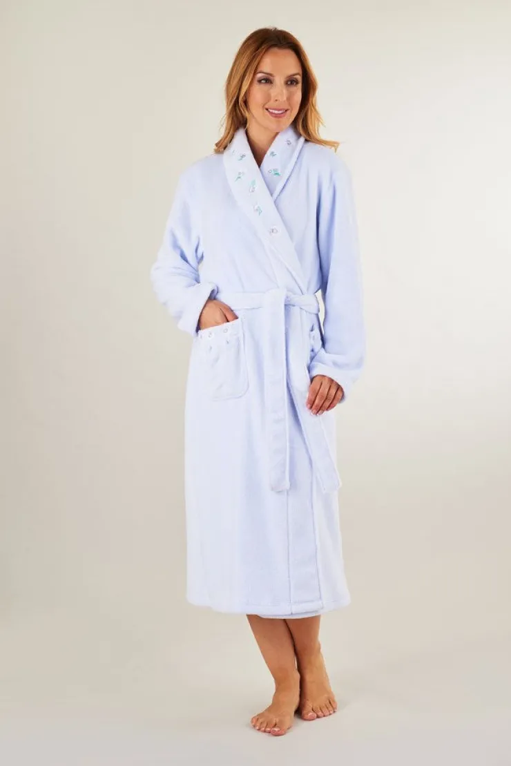 Embroidered Coral Fleece 46" Shawl Collar Wrap HC8307