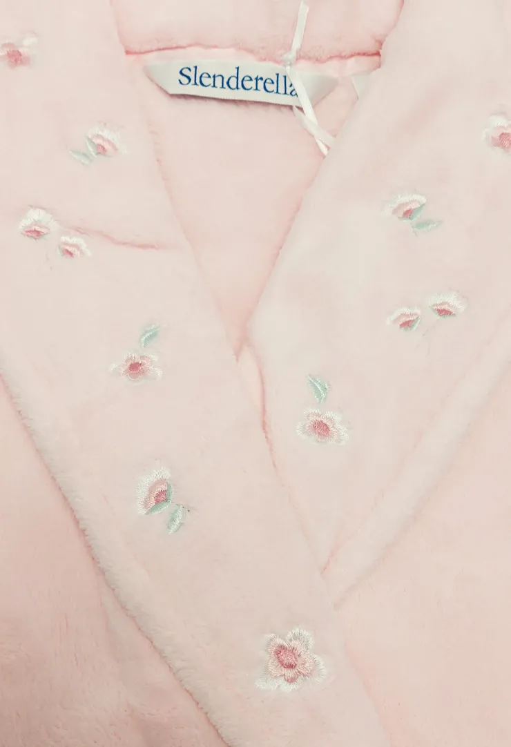 Embroidered Coral Fleece 46" Shawl Collar Wrap HC8307