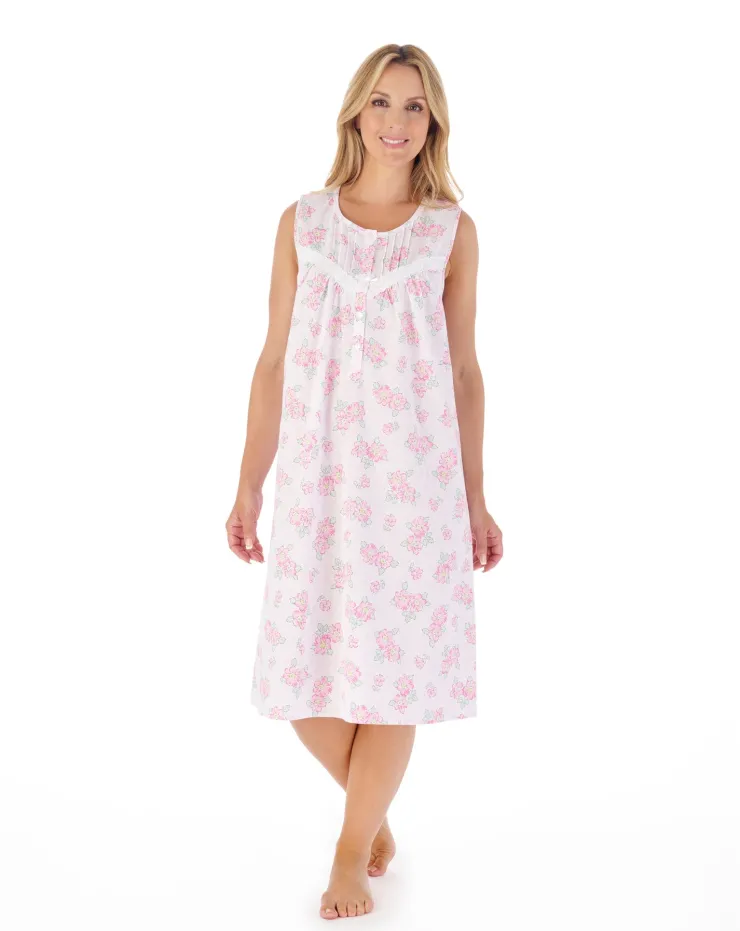 Shadow Leaf Floral Print 42" Woven Nightdress ND03205