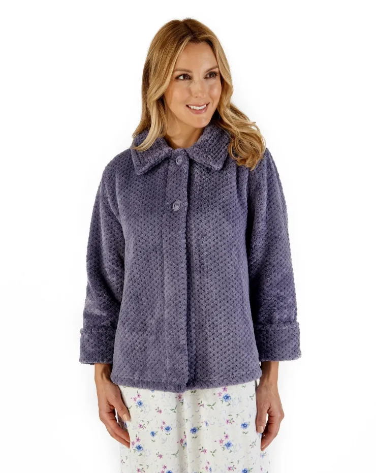 Luxury Waffle Fleece 24" Button Top Bedjacket BJ4325