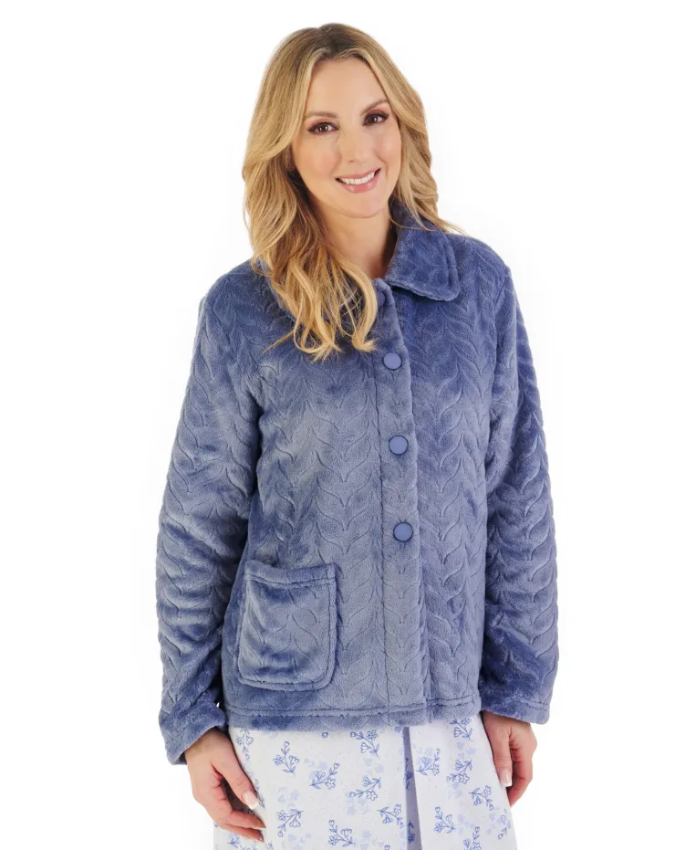 Embossed Pattern Fleece 25" Bedjacket BJ06315