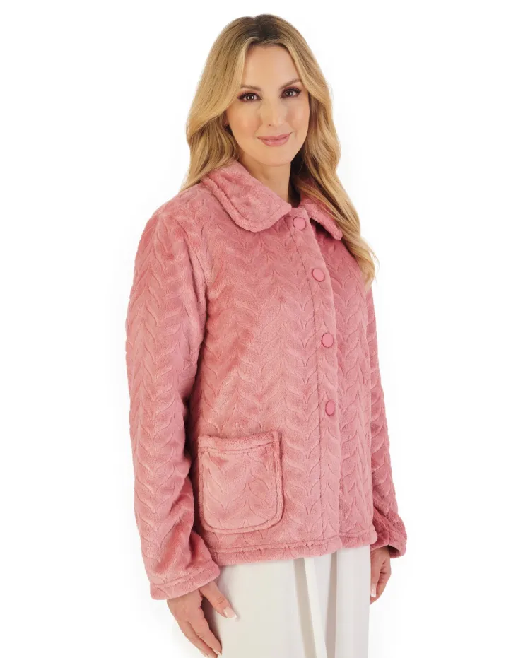 Embossed Pattern Fleece 25" Bedjacket BJ06315