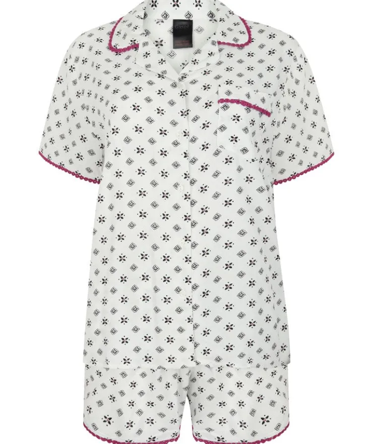 Supersoft Geometric Print Tailored Pyjama With Shorts GL3714