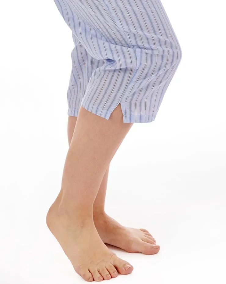 Classic Stripe Seersucker Woven Cropped Pyjama PJ01223