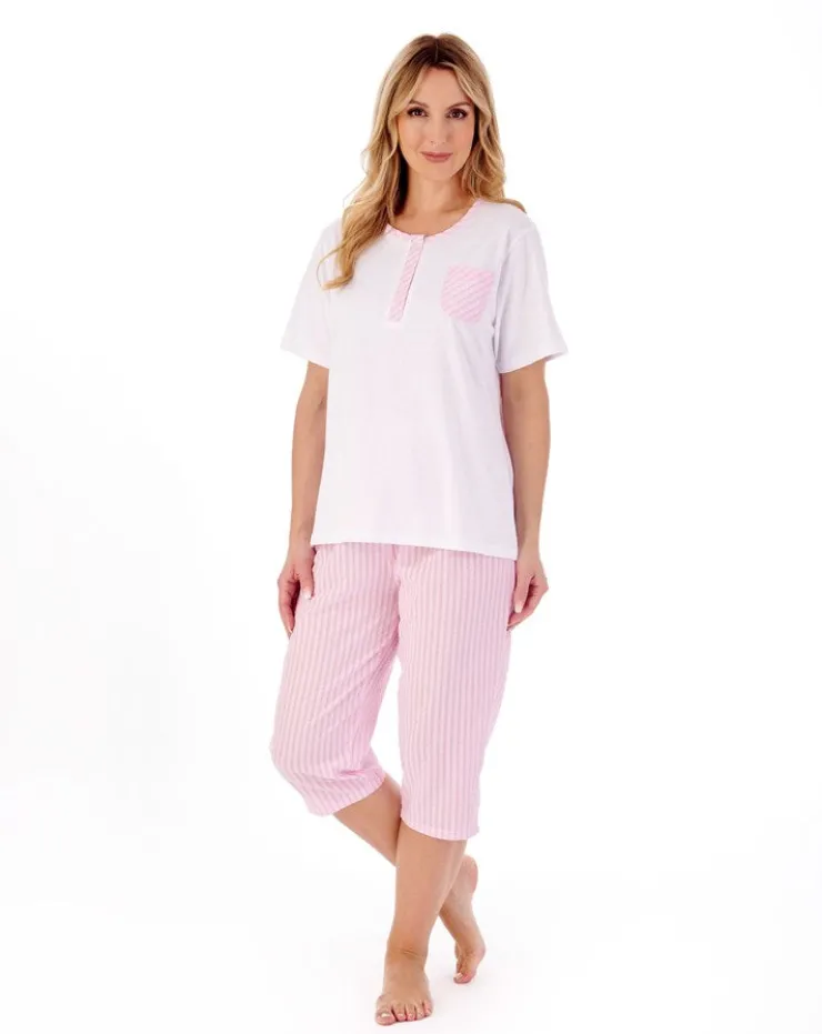 Classic Stripe Seersucker Woven Cropped Pyjama PJ01223