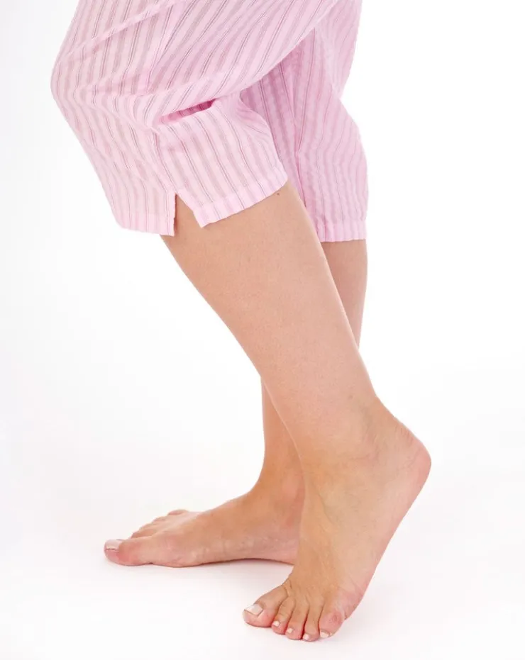 Classic Stripe Seersucker Woven Cropped Pyjama PJ01223