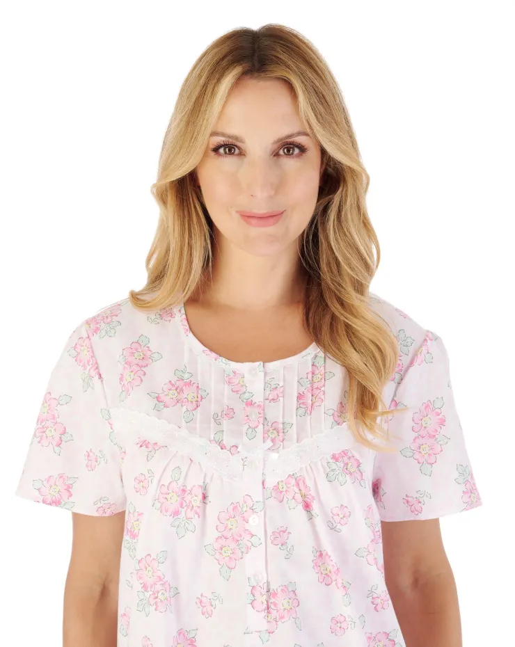 Shadow Leaf Floral Print 44" Woven Nightdress ND03207