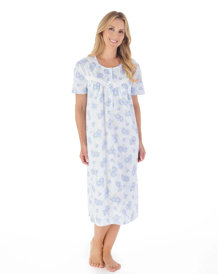 Shadow Leaf Floral Print 44" Woven Nightdress ND03207
