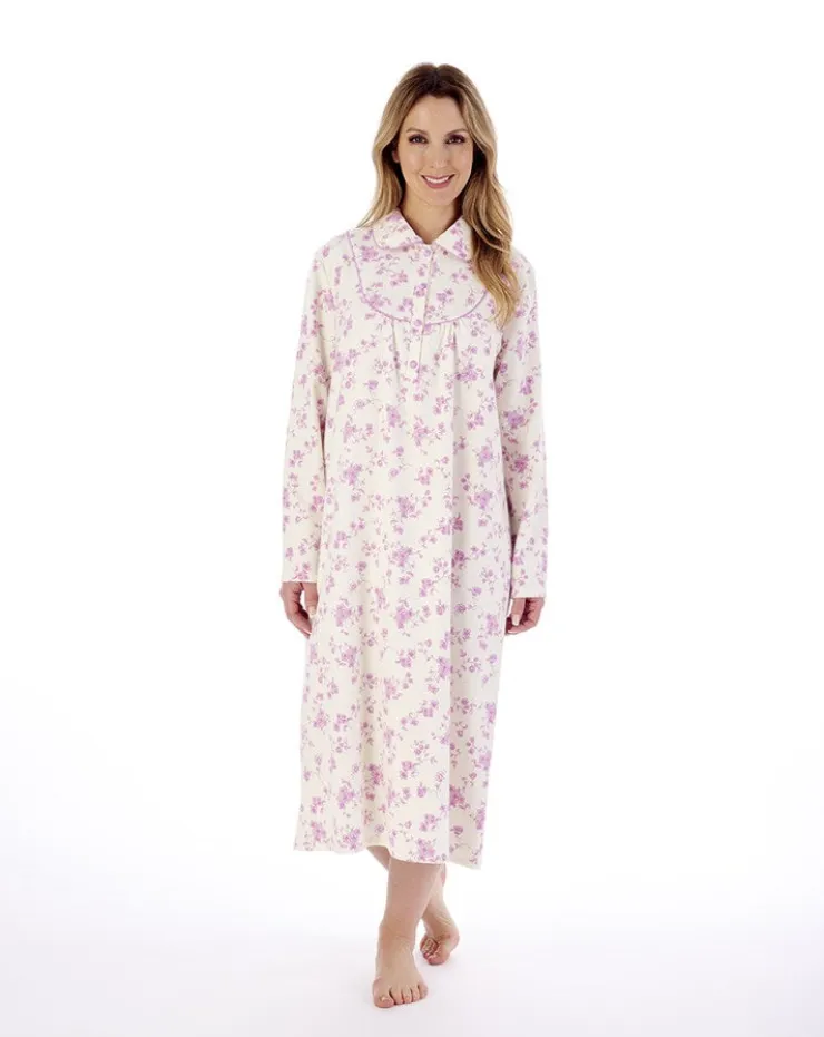 Floral Luxury Flannel 45" Brushed Woven Nightdress ND02211