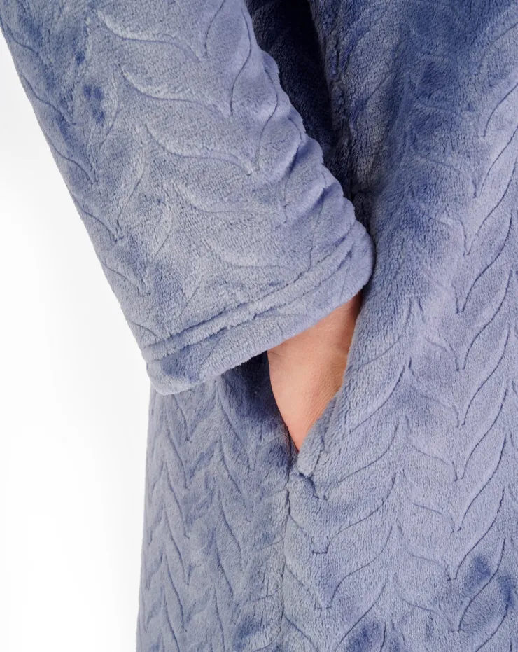 Embossed Pattern Fleece 50" Zip Through Housecoat HC06317