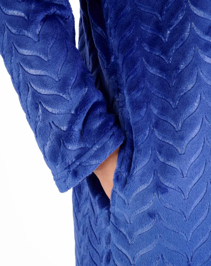 Embossed Pattern Fleece 50" Zip Through Housecoat HC06317