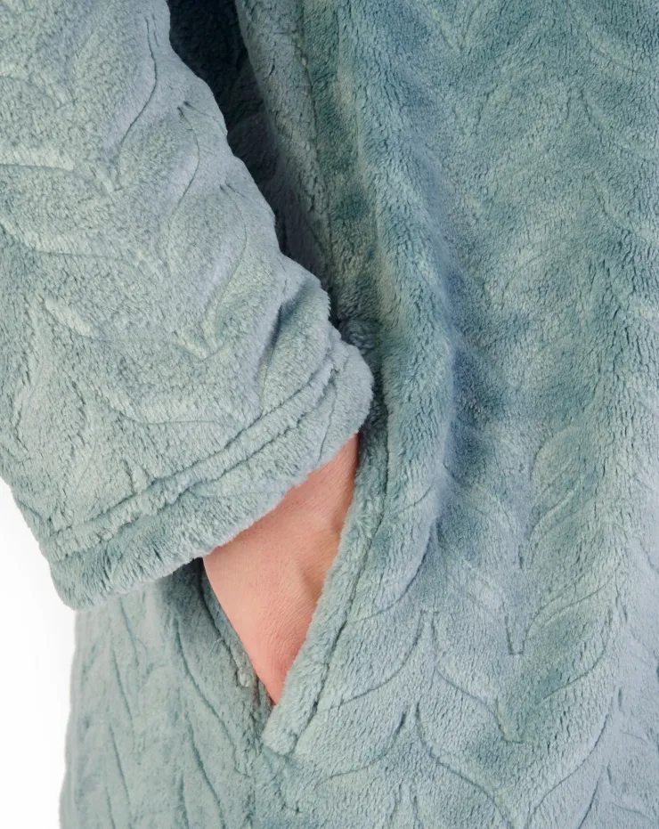 Embossed Pattern Fleece 50" Zip Through Housecoat HC06317