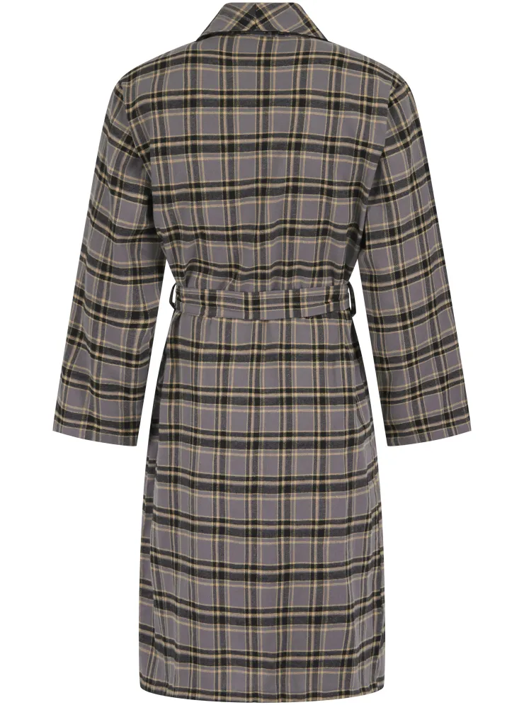 Yarn Dyed Woven Check Shawl Collar Wrap WR06808