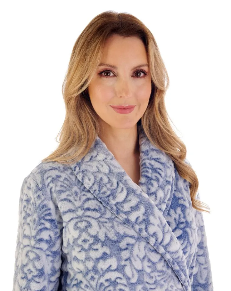 Two-Tone Shaved 46" Wrap Housecoat HC02333