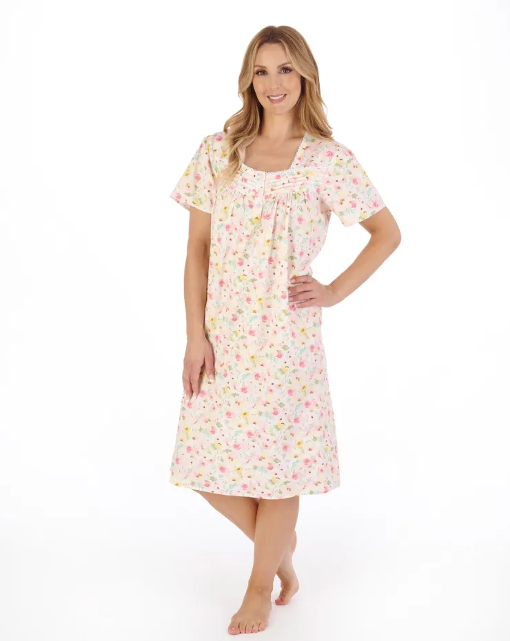 Watercolour Floral Print 42" Woven Nightdress ND05230