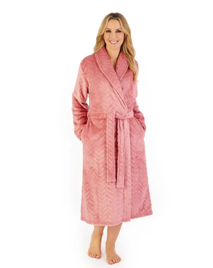 Embossed Pattern Fleece 46" Shawl Collar Wrap HC06318