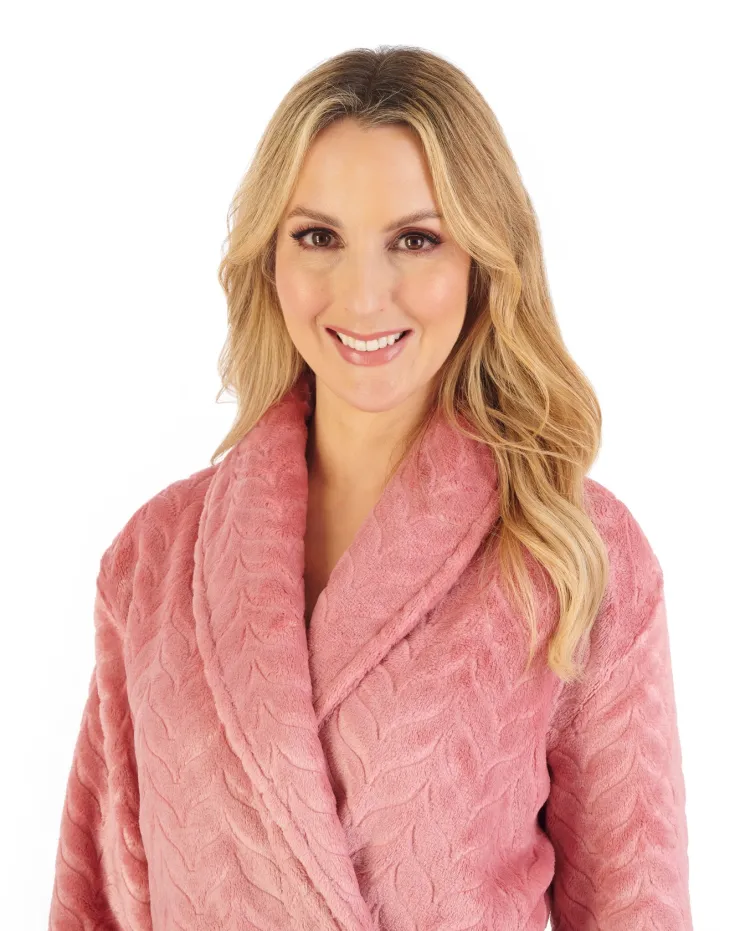 Embossed Pattern Fleece 46" Shawl Collar Wrap HC06318