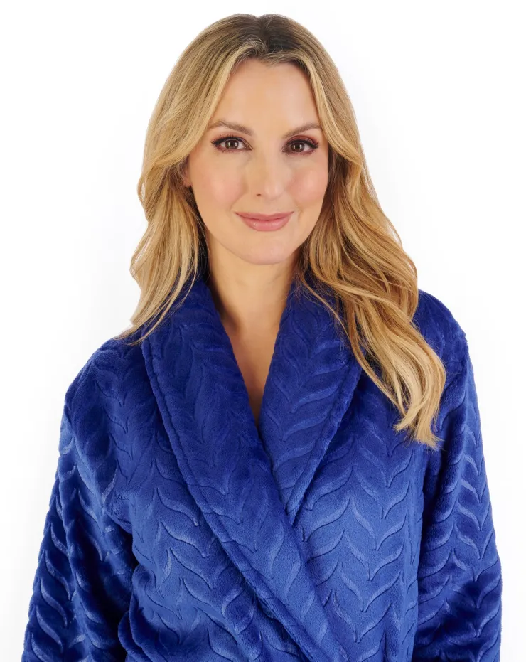 Embossed Pattern Fleece 46" Shawl Collar Wrap HC06318