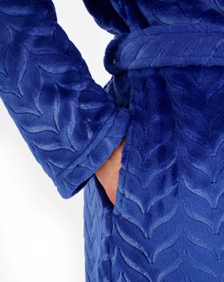 Embossed Pattern Fleece 46" Shawl Collar Wrap HC06318