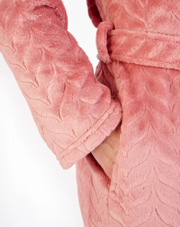 Embossed Pattern Fleece 46" Shawl Collar Wrap HC06318