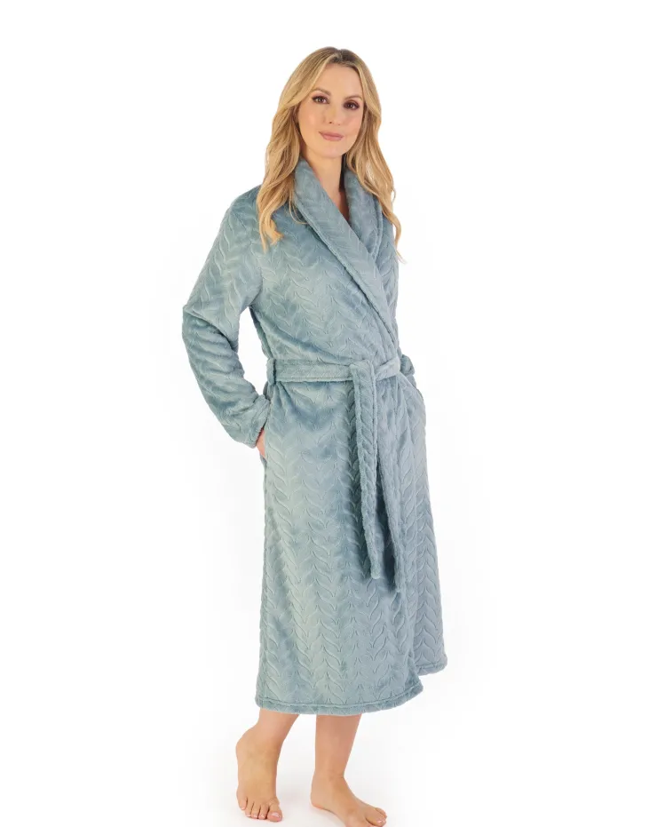 Embossed Pattern Fleece 46" Shawl Collar Wrap HC06318