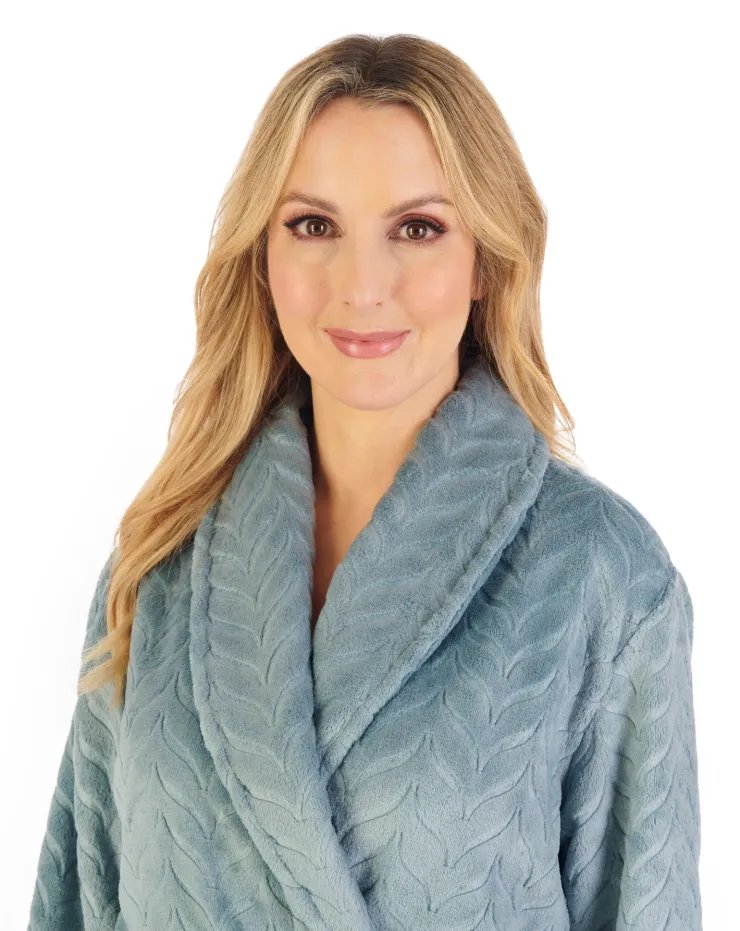 Embossed Pattern Fleece 46" Shawl Collar Wrap HC06318